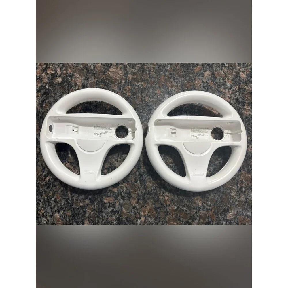 2X Official Nintendo Wii Steering Wheel Mario Kart OEM White RVL-024 Lot of 2